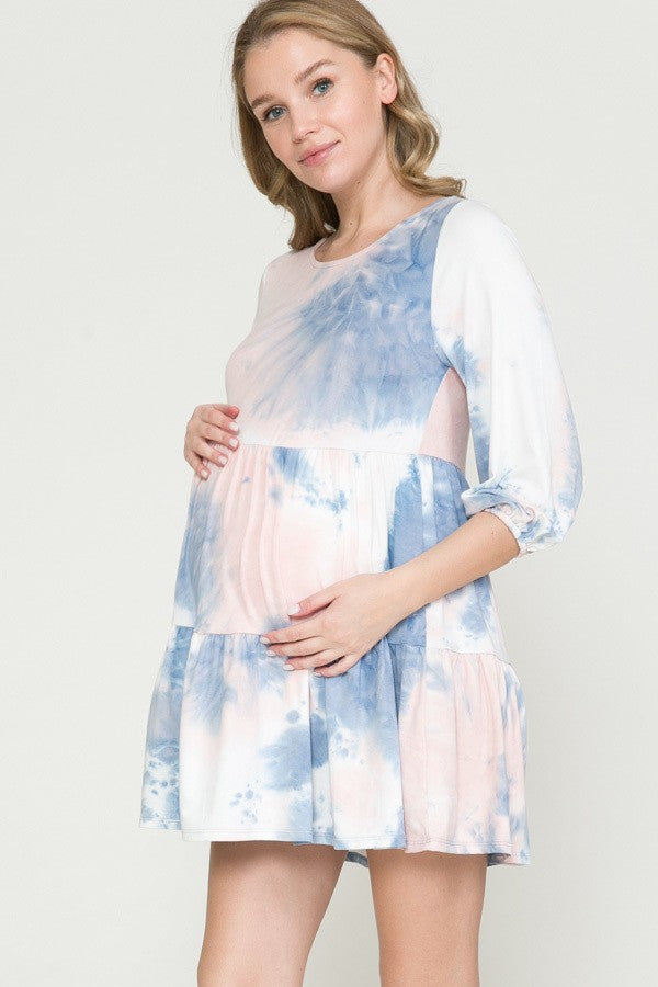 Tie Dye Ruffle  Short Dress